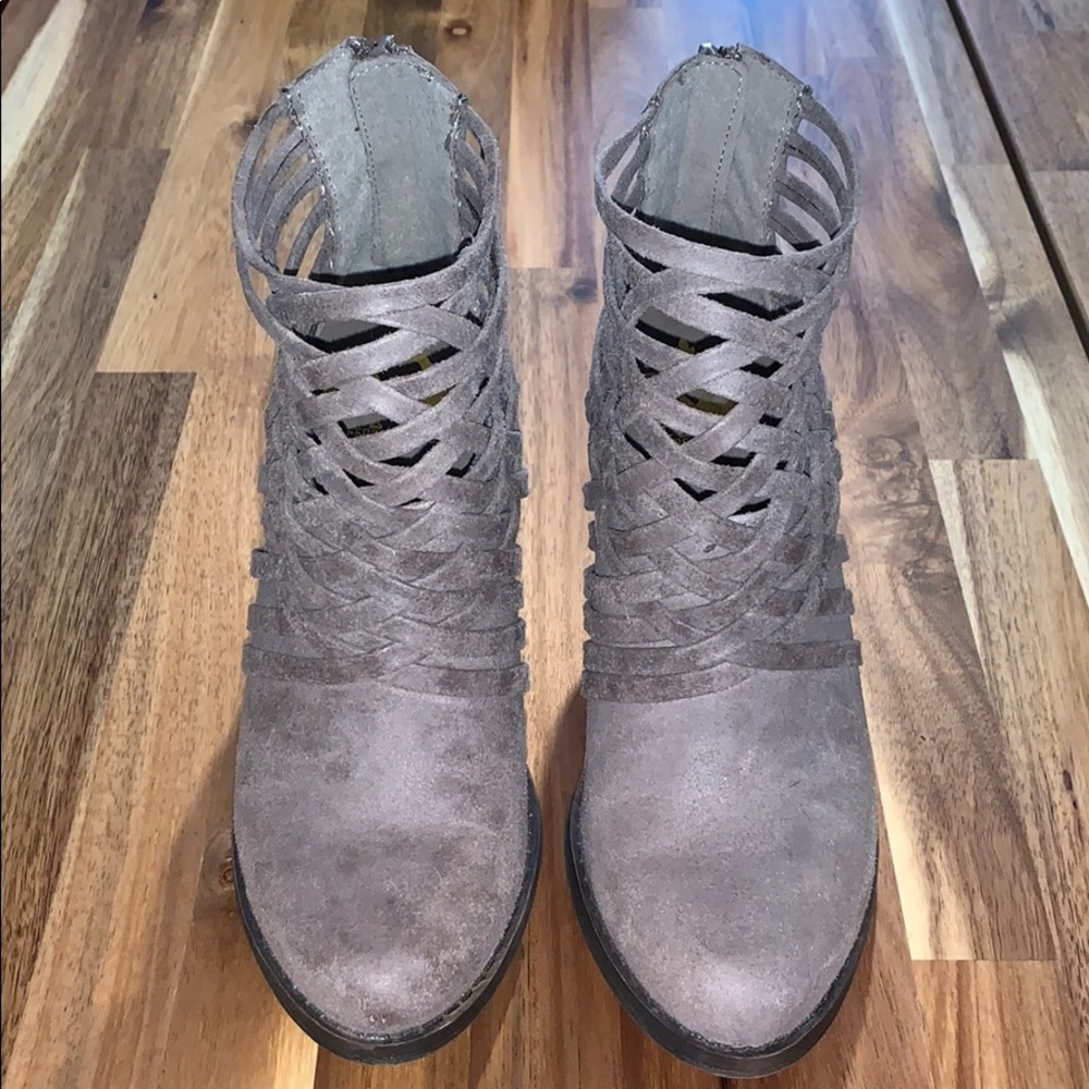 Brown suede booties